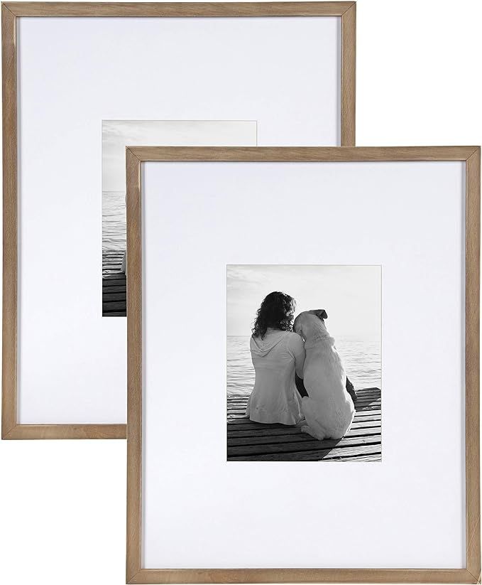 DesignOvation Gallery 16x20 matted to 8x10 Wood Picture Frame, Set of 2, Rustic Brown, 2 Count | Amazon (US)