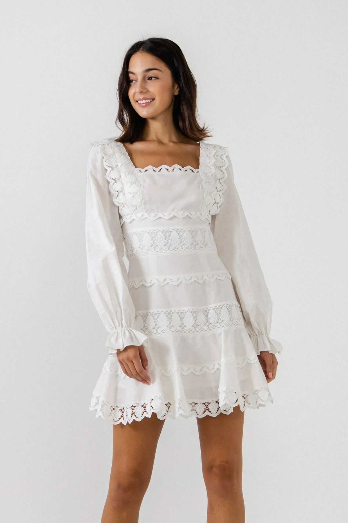 Square Neckline Lace Trim Dress | Verishop