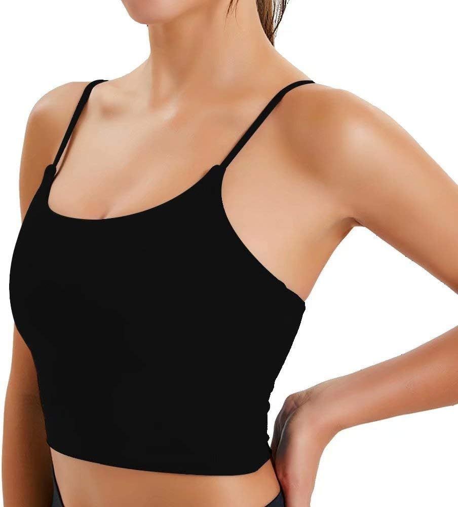 Longline Sleeveless Sports Bra Seamless Workout Running Shirts Yoga Tank Top Camisole with Built ... | Amazon (US)