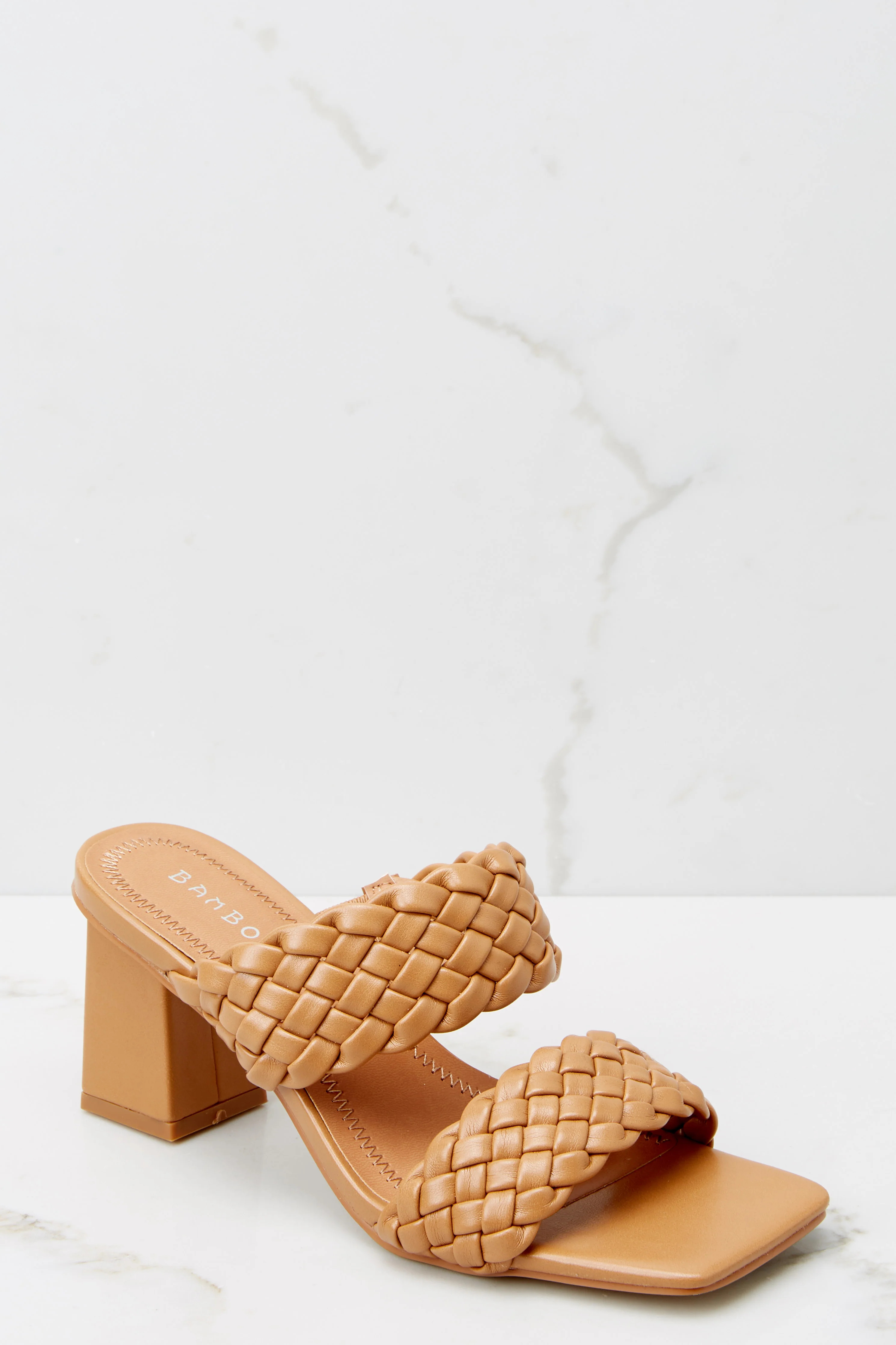 Good Impressions Tan Braided High Heel Sandals | Red Dress 