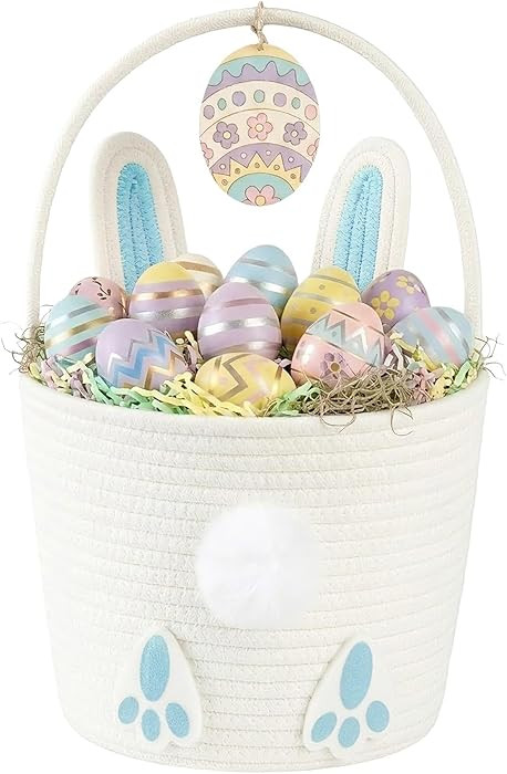 Easter Basket for Toddler, Woven Baby Easter Gifts Basket with Handle, Empty Bunny Egg Basket for... | Amazon (US)
