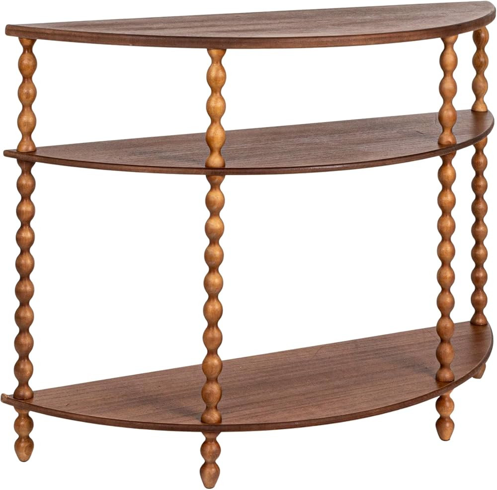 Creative Co-Op 3-Tier Curved Accent Table with Beveled Shelves and Doweled Legs, Walnut Finish | Amazon (US)
