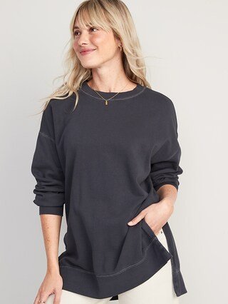 Oversized Boyfriend Garment-Dyed Tunic Sweatshirt for Women | Old Navy (US)