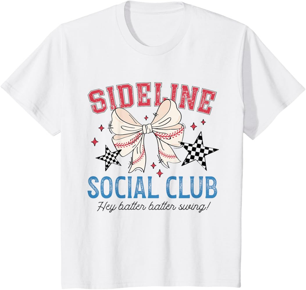 Sideline Social Club Coquette Baseball Fan Mom Sister T-Shirt | Amazon (US)