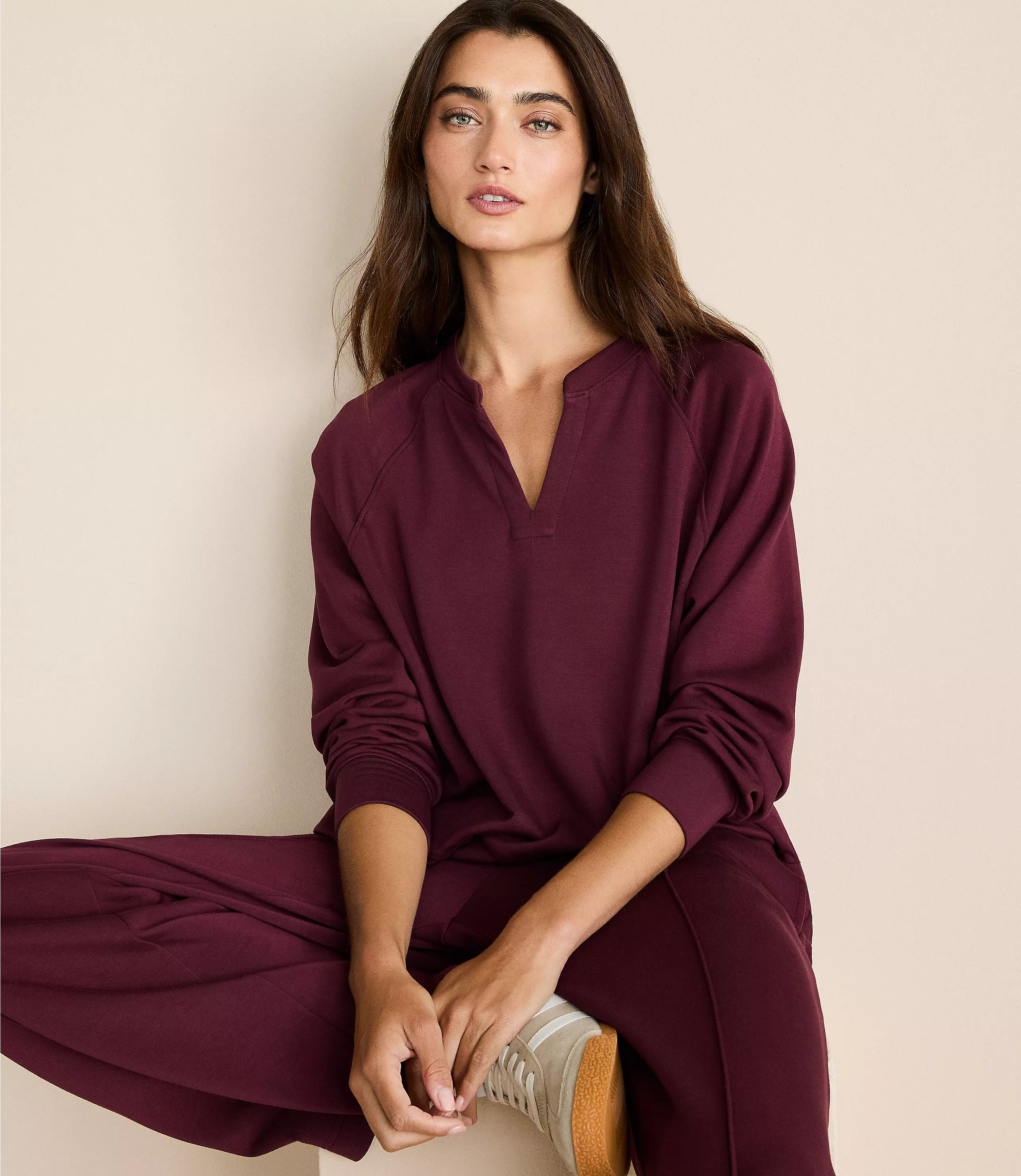 Lou & Grey Scubasoft Split Neck Top | LOFT