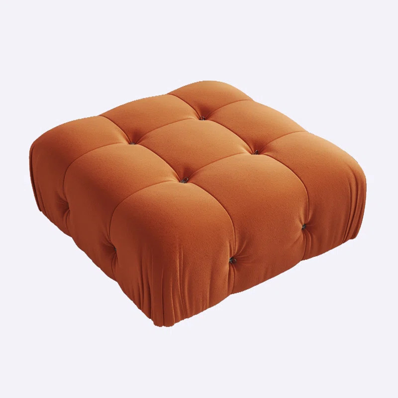 Ikia 34.5" Wide Velvet Tufted Square Standard Ottoman | Wayfair North America