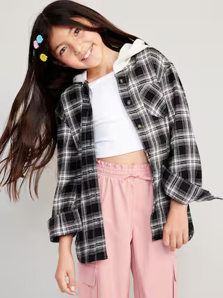 Hooded Soft-Brushed Flannel Shirt for Girls | Old Navy (US)
