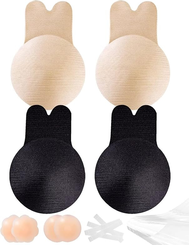 Adhesive Bra Sticky Bra 2 Pair Push Up Sticky Boobs for Women Invisible Silicone Bras for Backles... | Amazon (US)