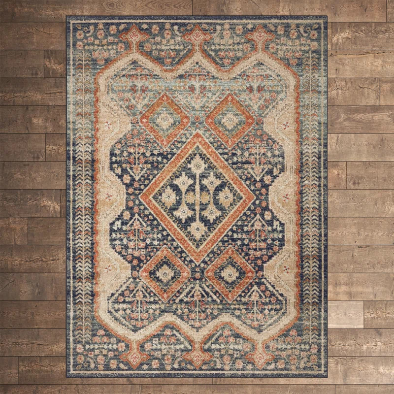 Annabella Performance Blue/Orange/Red Rug | Wayfair North America