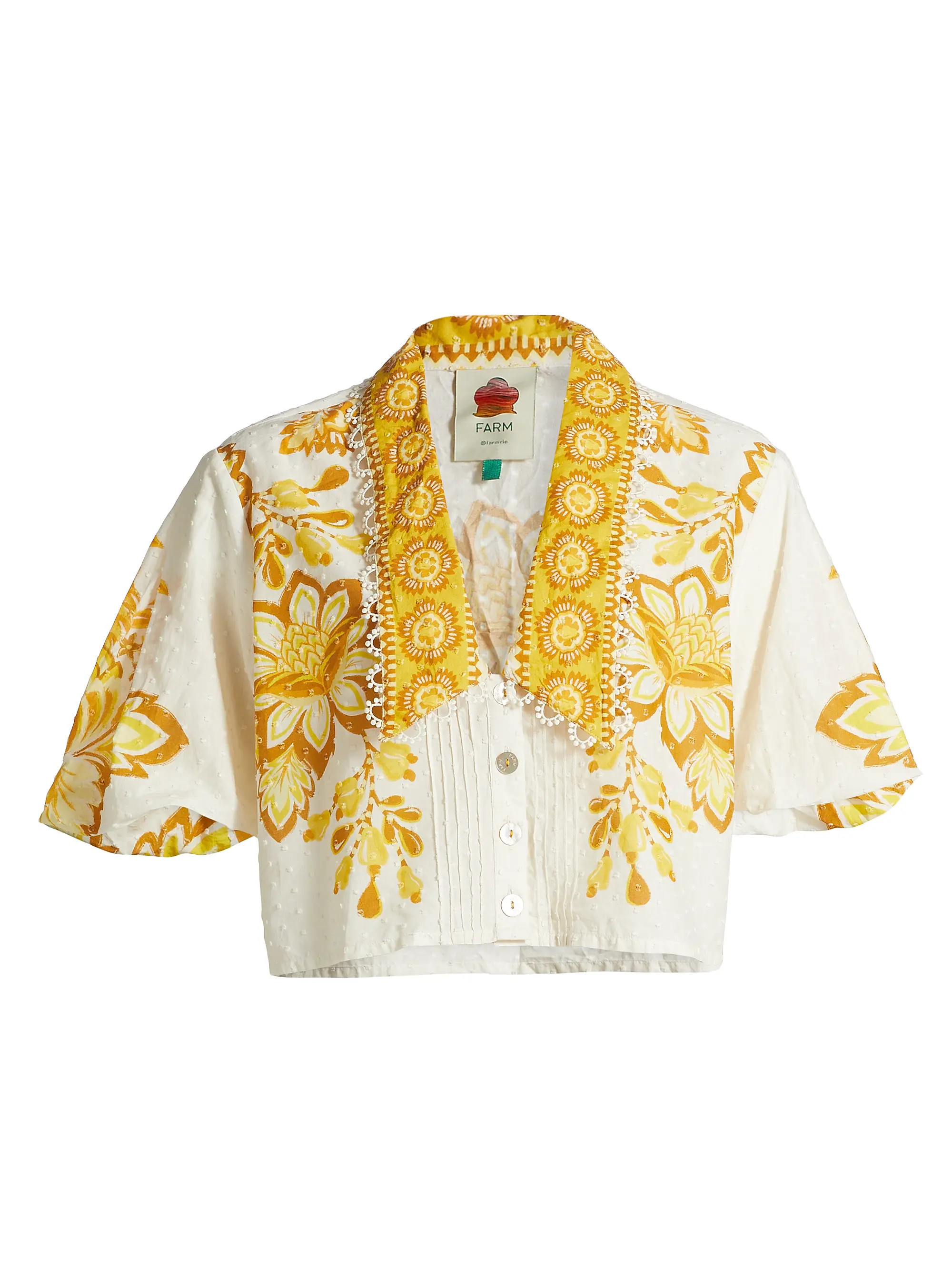 Aura Floral Cotton Crop Top | Saks Fifth Avenue