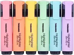 TWOHANDS Highlighter,Pastel Colors,Chisel Tip Marker Pen,6 Assorted Colors, for Adults & Kids,Sch... | Amazon (US)