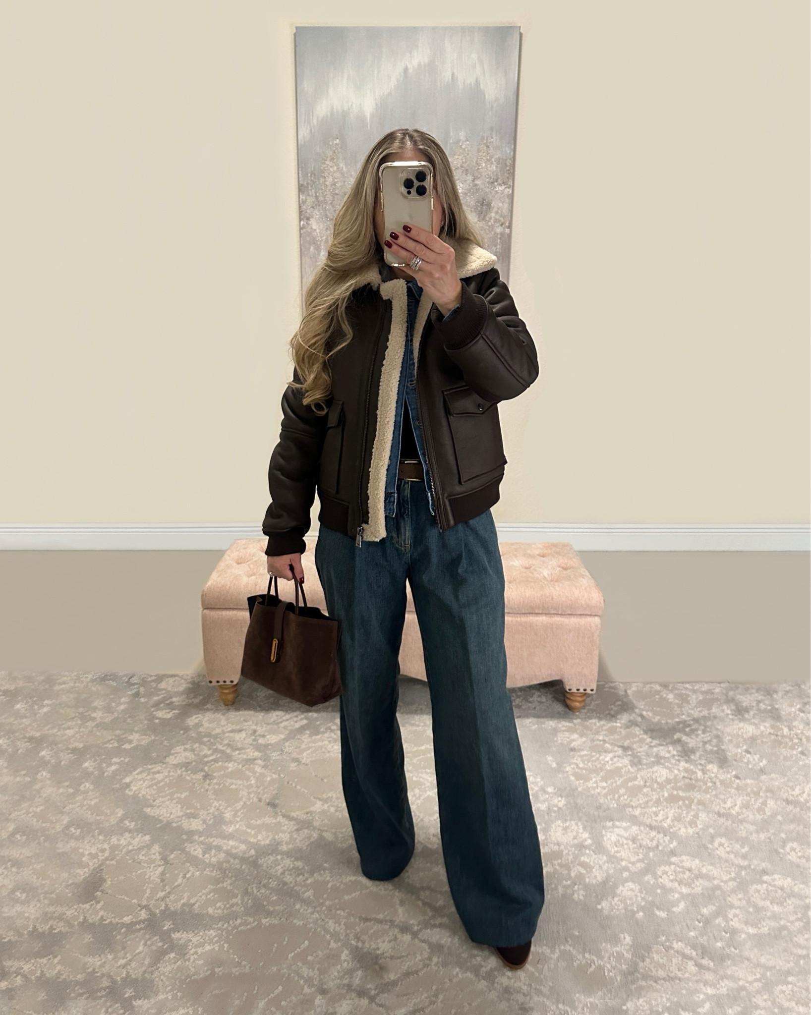 OOTD. Thanksgiving. Weekend Outfit. Fall Fashion. Winter Fashion.  Leather Jacket. Bomber Jacket. Pleated jeans. Ralph Lauren 💫

#LTKootd #LTKHoliday #LTKSeasonal