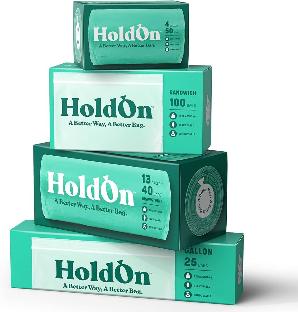 HoldOn Household Staples Set – Set of Plant-Based, Plastic-free and Compostable 13-Gallon Tall ... | Amazon (US)