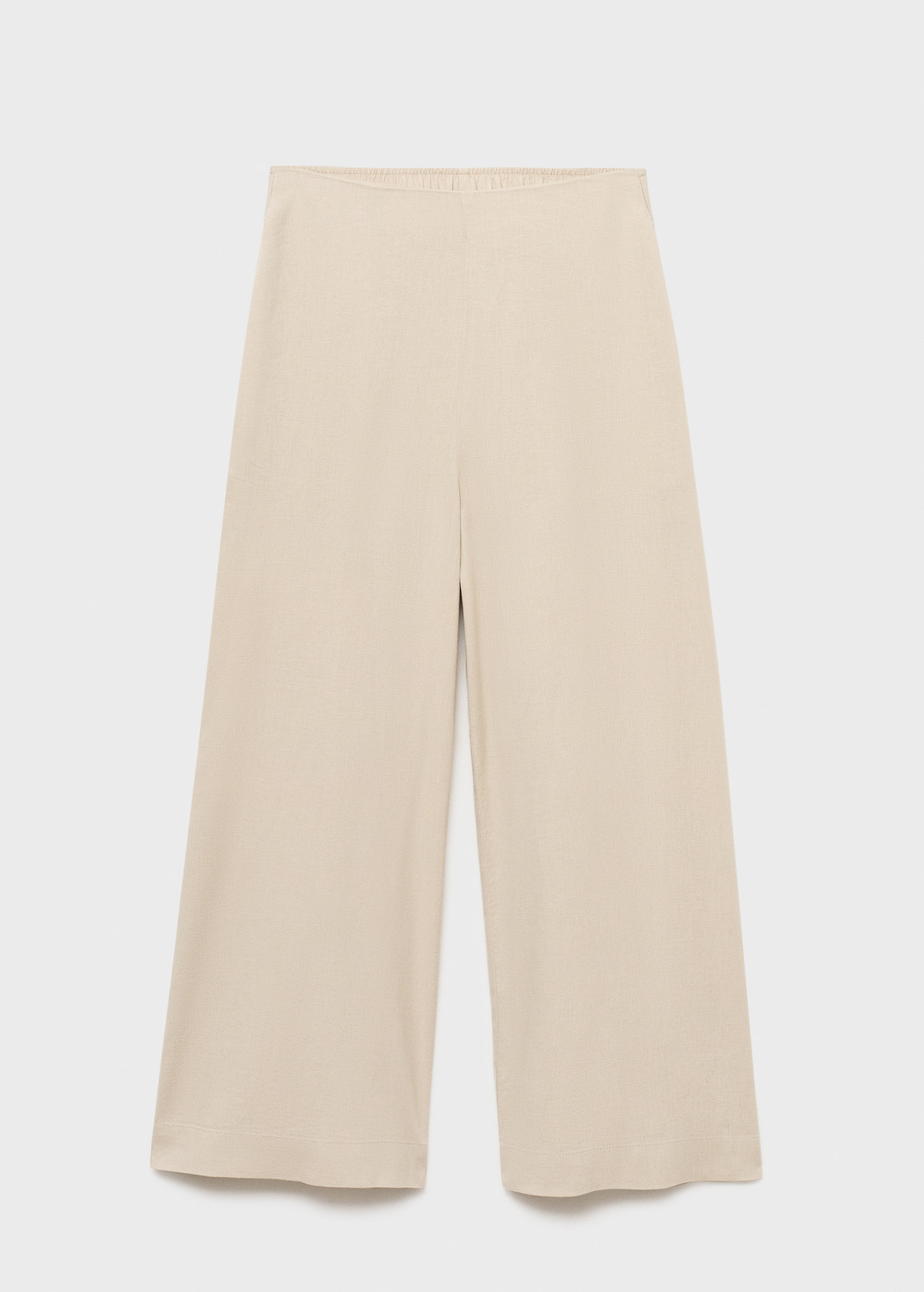 Cropped linen-blend trousers - Women | MANGO United Kingdom | MANGO (UK)