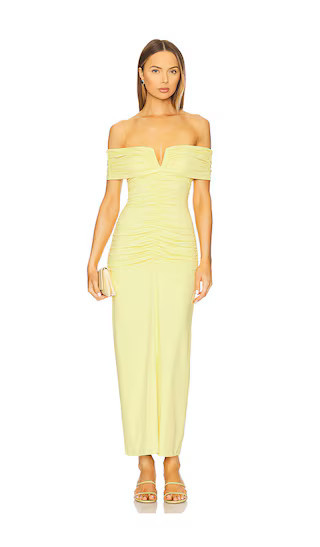 Susana Monaco V Wire Gathered Off The Shoulder Dress in Yellow. - size S | Revolve Clothing (Global)
