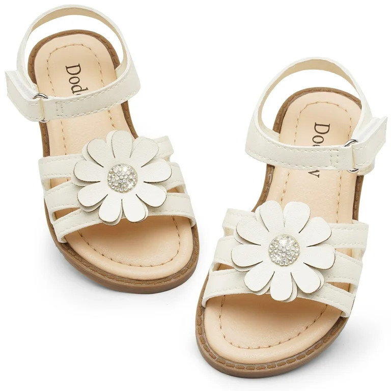 Dodow Girls Summer Sandals Flat Open-Toe Lightweight Sandals for Toddler Little Kids Size 7-13 | Walmart (US)