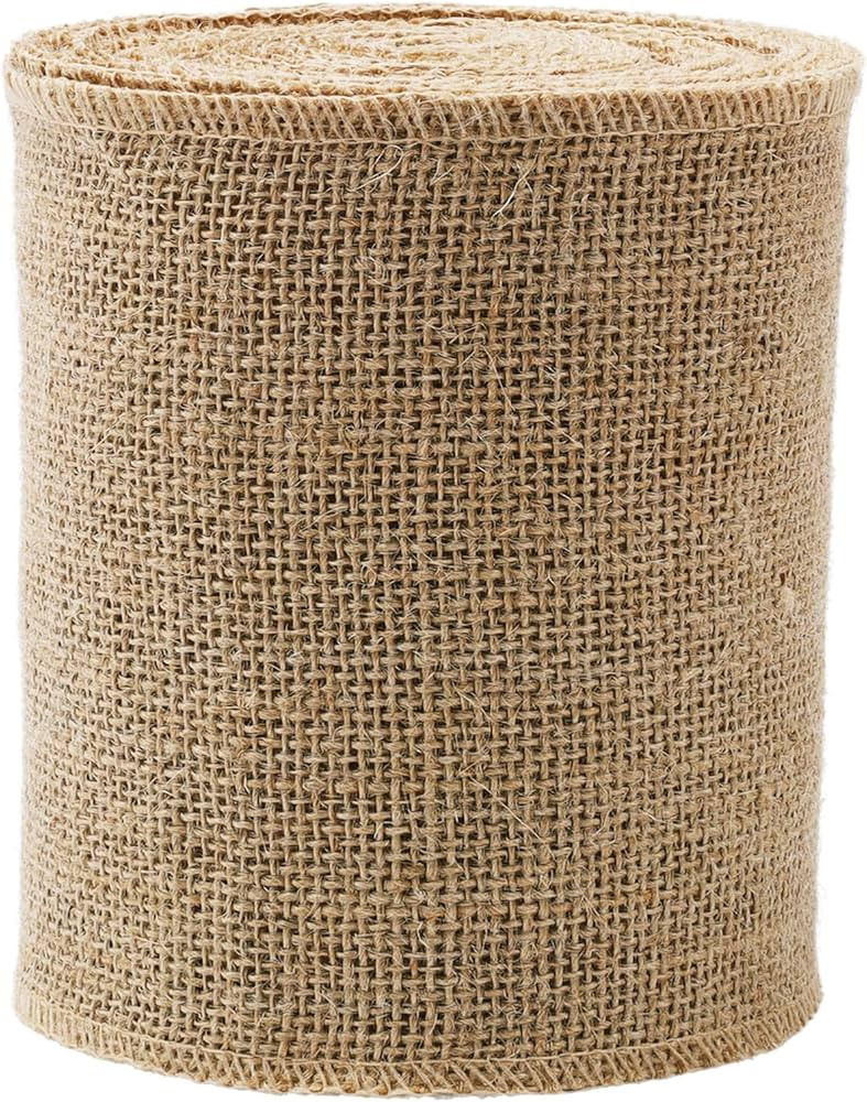 LaRibbons 6 Inch Burlap Wide Fabric Craft Ribbon，10 Yard, Natural Brown Ribbon for Bow Crafting... | Amazon (US)