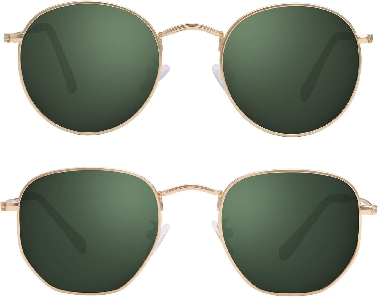 GRFISIA Small Round Polarized Sunglasses Women and Men Vintage Hexagon Square Sun glasses UV400 ... | Amazon (US)