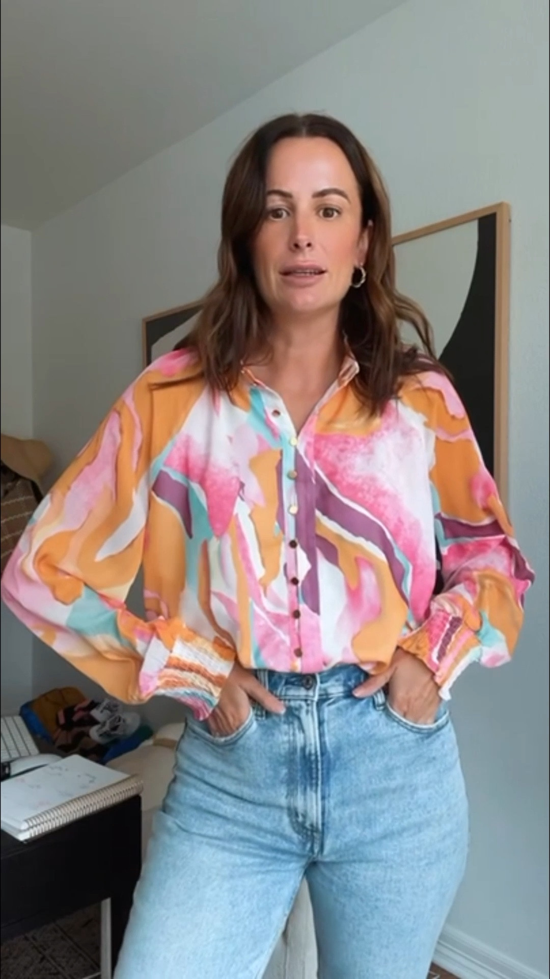 This springy top is one I always get compliments on I love the gold buttons down the front and the billowy sleeves, plus it is perfectly lightweight! 

#LTKgrwm #LTKootd #LTKSaleAlert