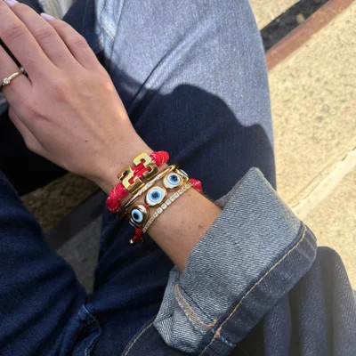 Knotty Varsity Number Custom Bracelet - Cherry Red Single Digit | BaubleBar