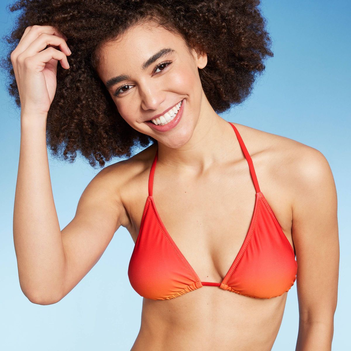 Women's Triangle Bikini Top - Wild Fable™ Orange Ombre Print | Target