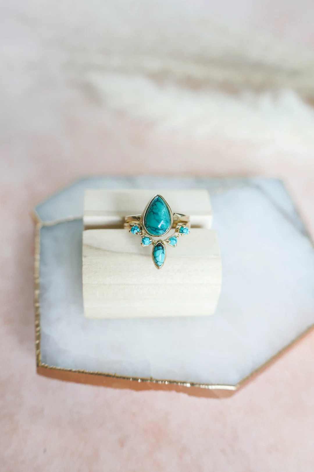 Turquoise Ring Set in Gold, Turquoise Stacking Ring, Multi Stone Ring, Gold Stacking Rings, 14k G... | Etsy (US)