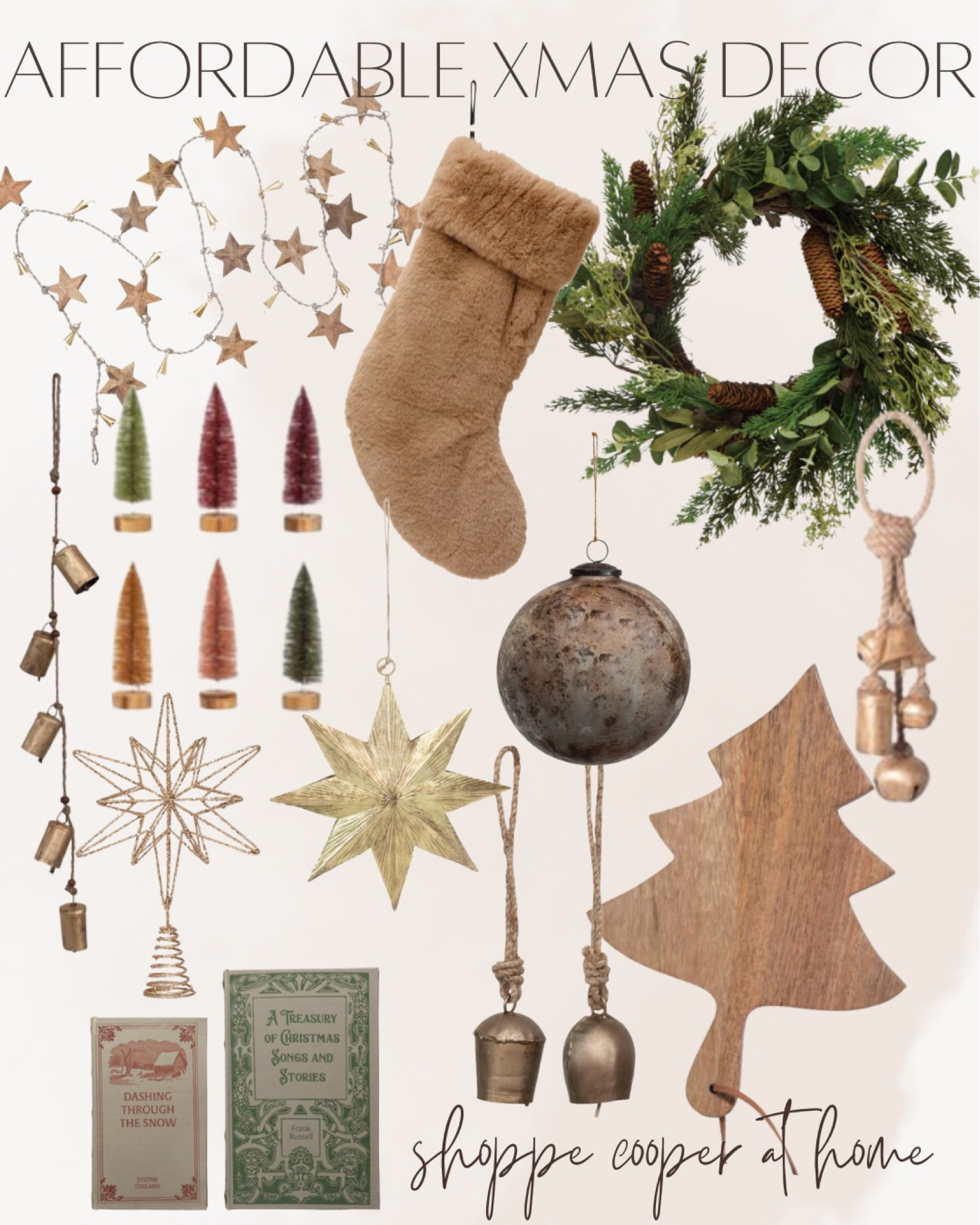 Affordable Christmas decor, vintage Christmas decor, fur stockings, vintage ornaments, Mercury glass Christmas ornaments, bottle brush Christmas trees, Star garland 

#LTKSeasonal #LTKHoliday #LTKhome