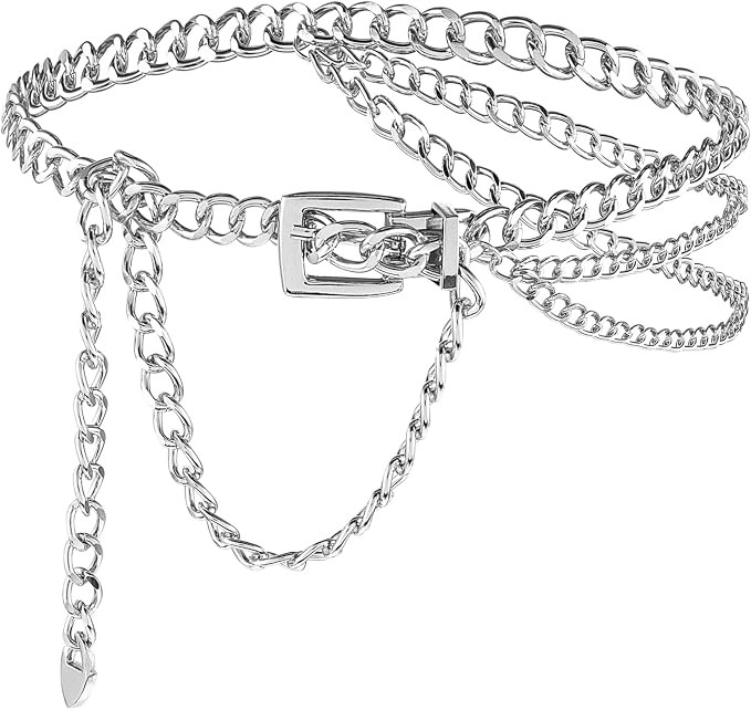 Chain Belts for Women, Adjustable Metal Waist Chain, Multilayer Belt Chains for Womens Girls Dres... | Amazon (US)