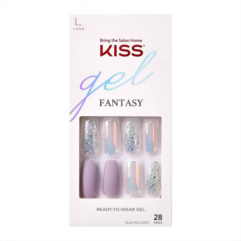 Kiss Nails Gel Fantasy Fake Nails - Rainbow Rings - 28ct | Target