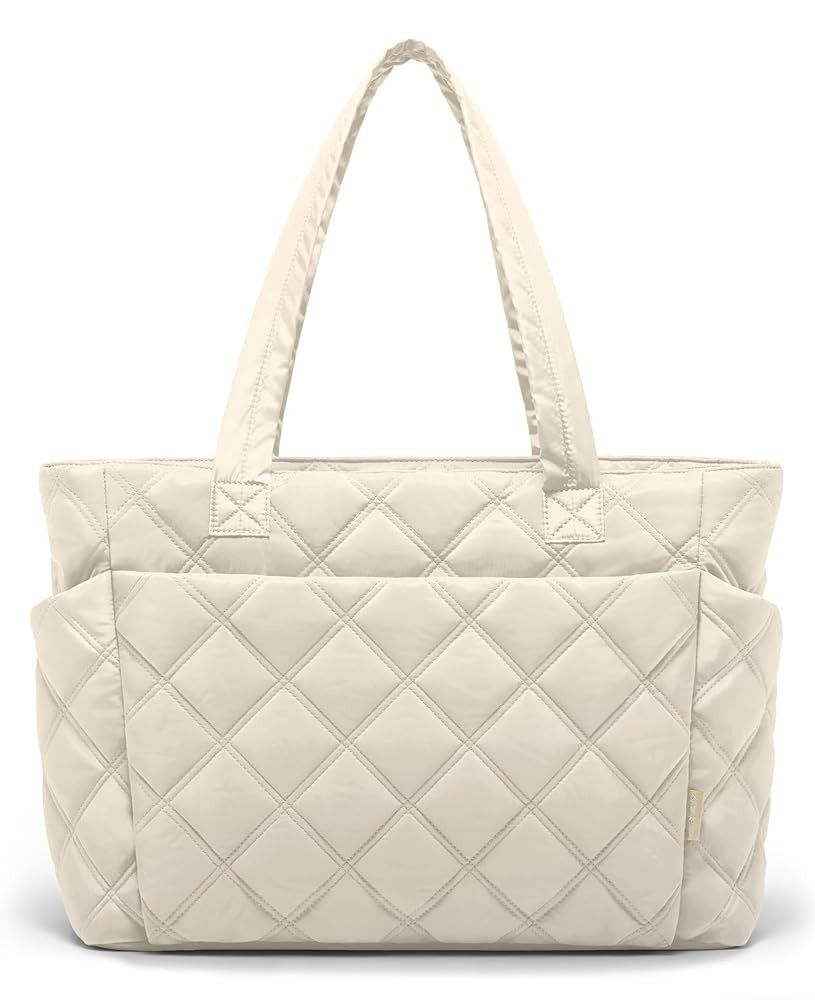 Tote Bag for Women, Lightweight Puffer Tote Work Bags with Compartments for Travel, Quilted Shoul... | Amazon (US)