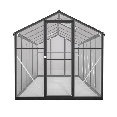 6' X 12' Thicked Polycarbonate Greenhouse, Greenhouse With Double Flush Door, Rain Gutter And Ventilation Window, Green House For Sunroom, Garden, Bac | Wayfair North America