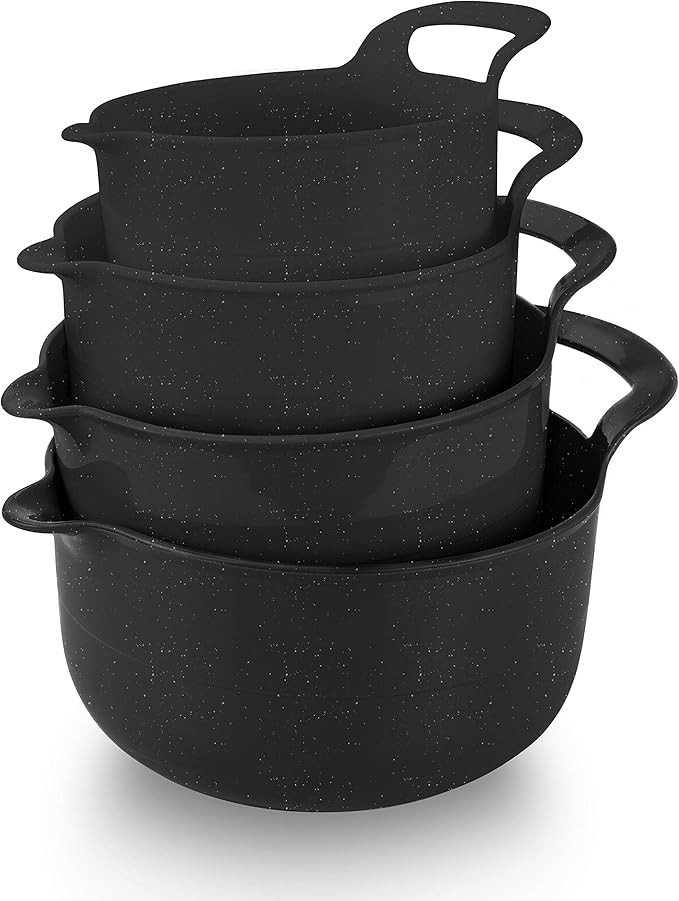 COOK WITH COLOR Mixing Bowls - 4 Piece Nesting Plastic Mixing Bowl Set with Pour Spouts and Handl... | Amazon (US)