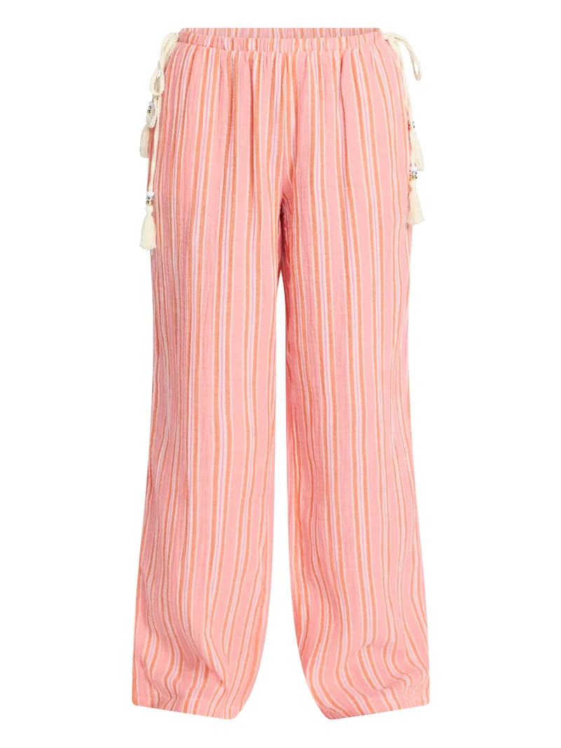 No Boundaries Cotton Gauze Side Tie Beach Pants, 31.5" Inseam, Women's XXS-4X - Walmart.com | Walmart (US)