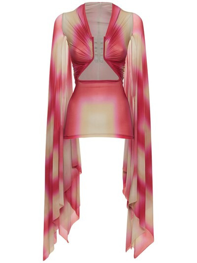 Rick Owens - Printed stretch cupro prong top - Multicolor | Luisaviaroma | Luisaviaroma