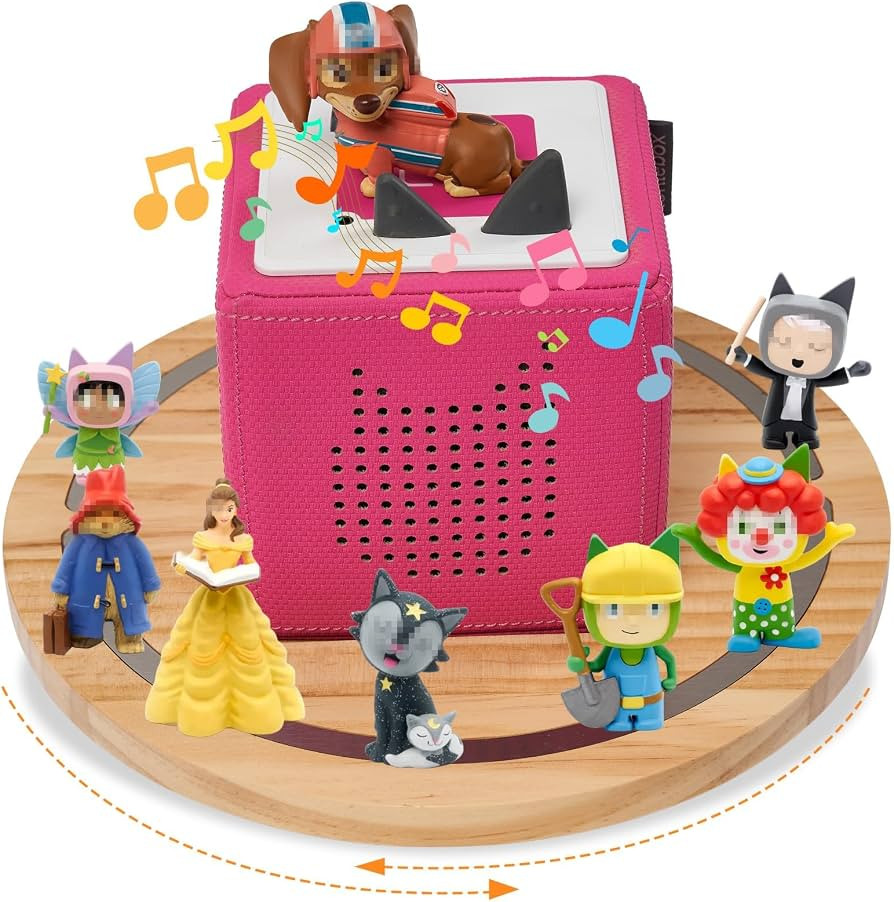 360\u00b0Round Turntable for Tonies Shelf for 10-20 Characters,Natural | Amazon (US)