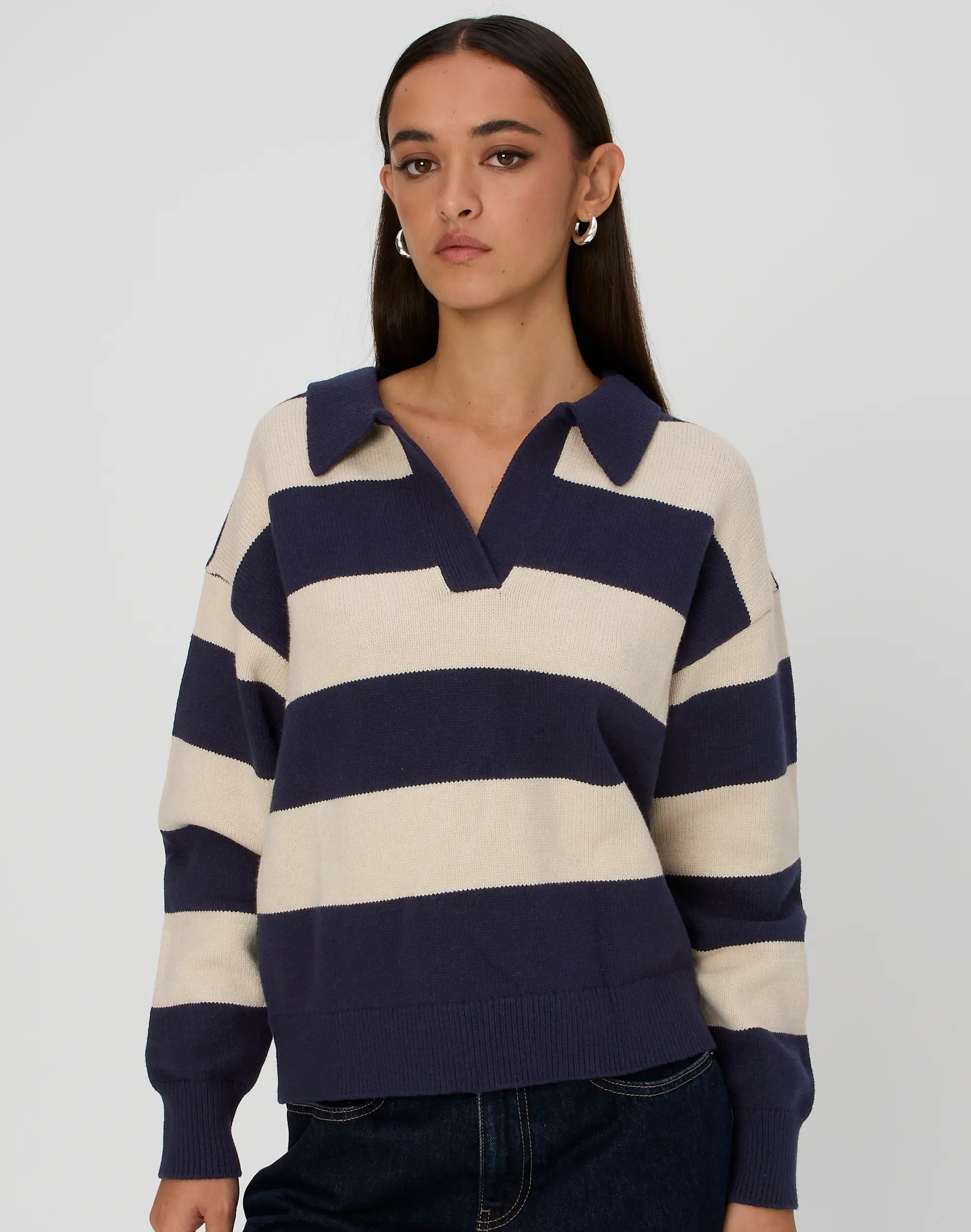Stripe Polo Knit Jumper | Glassons (NZ)