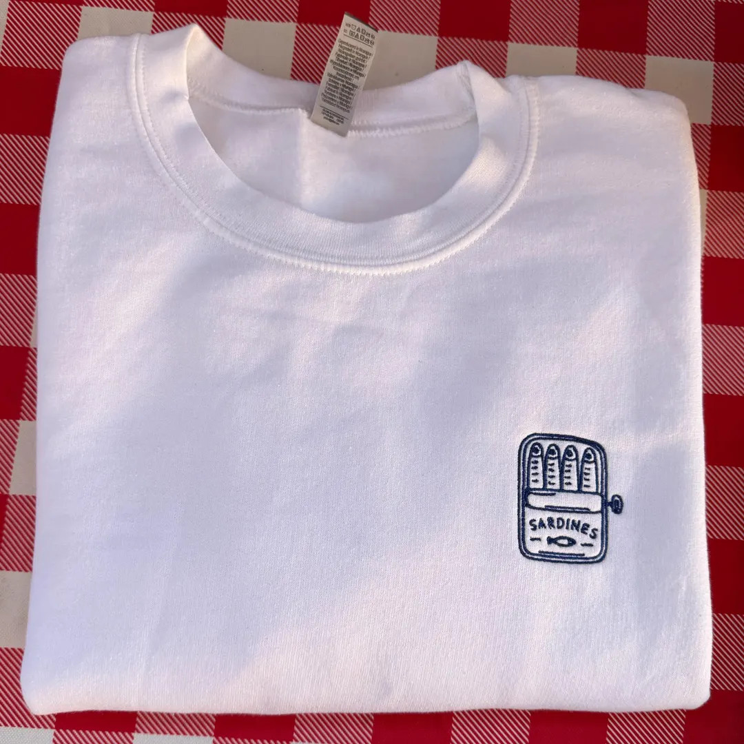 Embroidered Sardines Sweatshirt Coastal Foodie Crewneck - Etsy | Etsy (US)