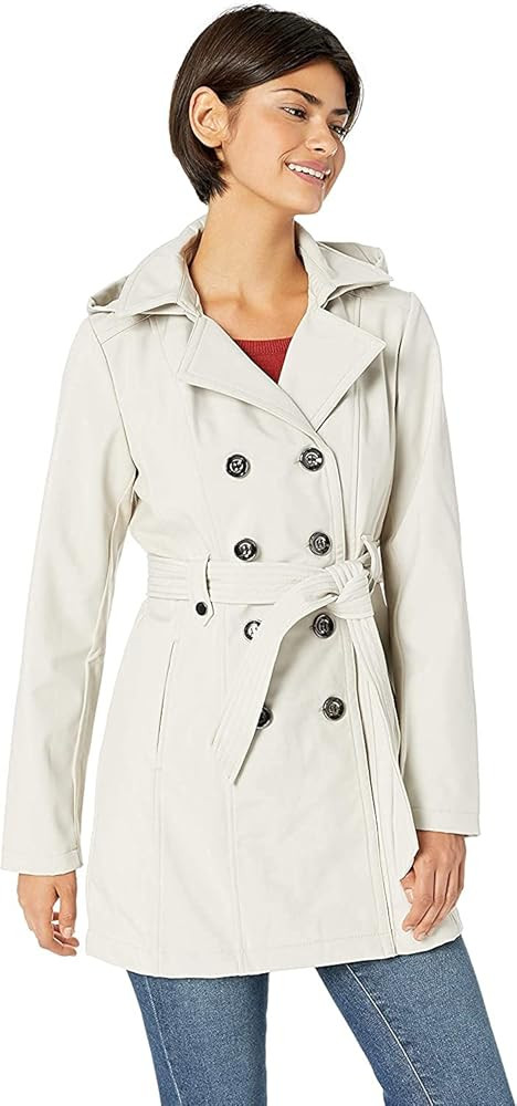 Sebby Collection Women's Soft Shell Trench Coat with Detachable Hood | Amazon (US)