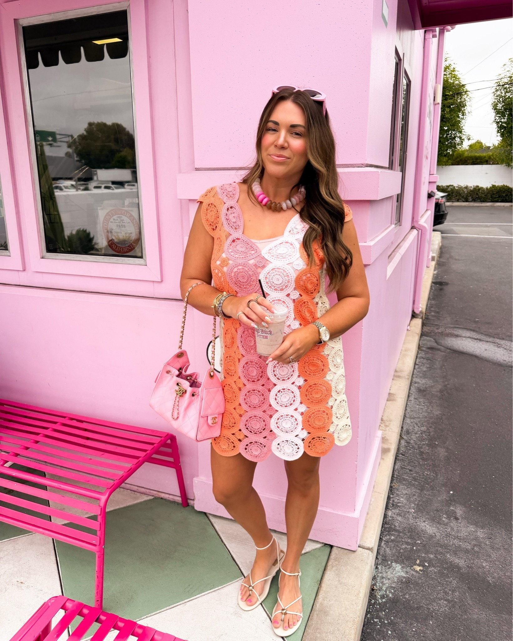curvy midsize crochet pink and orange outfit for the summer! 🩷🧡 wearing size large in dress and ordered the slip separate. i sized wayyy down to an xs so it wouldn’t show! cutest outfit for vacation!

#LTKSeasonal #LTKOver40 #LTKTravel