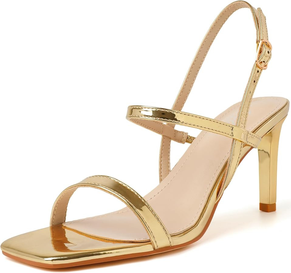 Mostrin Heels for Women Strappy Sandals Square Open Toe High Heel Sandals Ankle Strap Stiletto He... | Amazon (US)