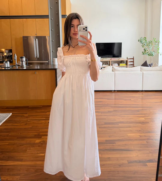 The Scarlett Nap Dress - White Shadow Stripe | Hill House Home US