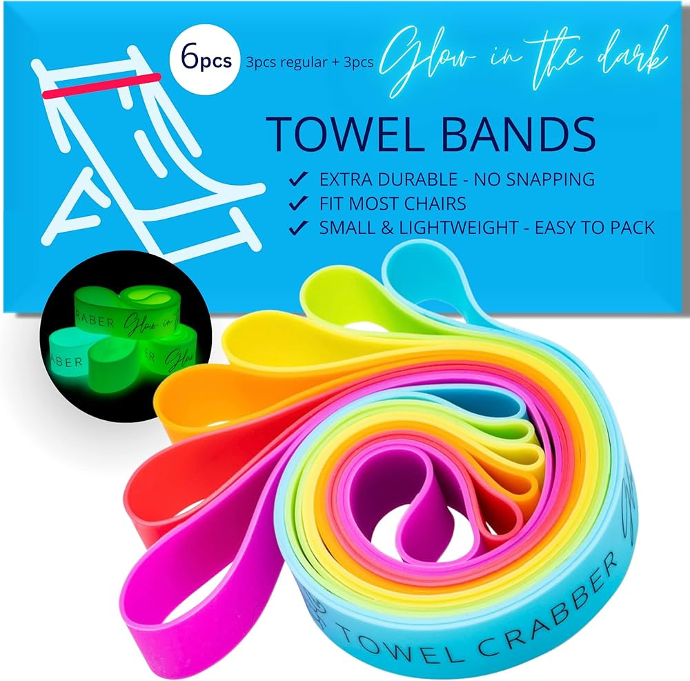 Towel Bands (6 Pack: 3 Regular + 3 Glow in The Dark) - for Beach Pool & Cruise Chairs I Extra Dur... | Amazon (US)