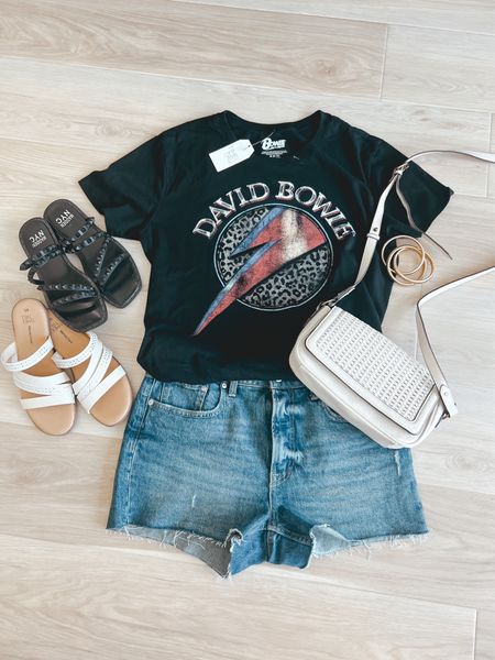 Summer staples…. Cut off denim shorts with a graphic tee and sandals. Thanks to @walmartfashion they make it super easy on me. #walmartpartner Some T-shirts are cheap and scratchy while higher end shirts are too pricey. Walmart has band tees that are soft and high quality while not breaking the bank. 🙌🏼 

#fashion #summerfashion #comfybutcute #tilvacuumdouspart #walmartfashion #summersandals #summerdress #summeraccessories

#LTKstyletip #LTKSeasonal #LTKfit