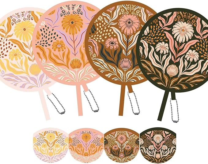 4 Pack Floral Hand Fan Foldable, Multi-Role Round Handheld Fans for Travel, Events, Indoor & Outd... | Amazon (US)
