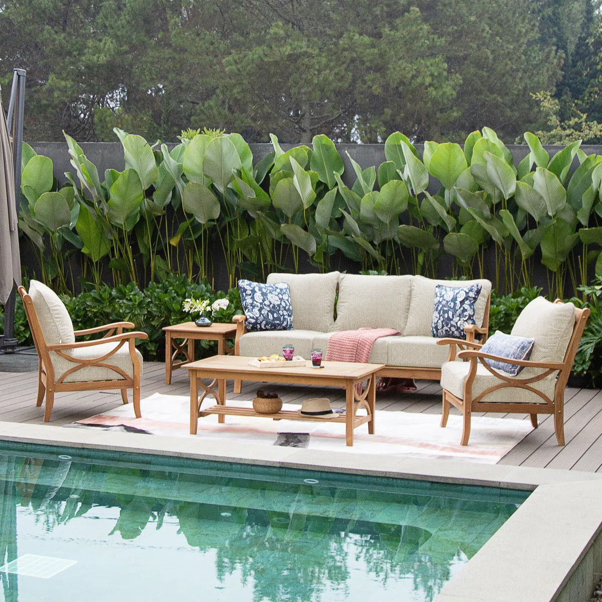 Brunswick 5 Piece Teak Sofa Seating Group with Cushions | Wayfair North America