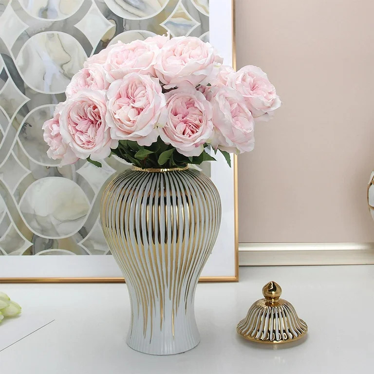 Light Ginger Jar With Lid Porcelain Jar Bud Vase Home Decoration Ornament Handicraft Floral Arran... | Walmart (US)