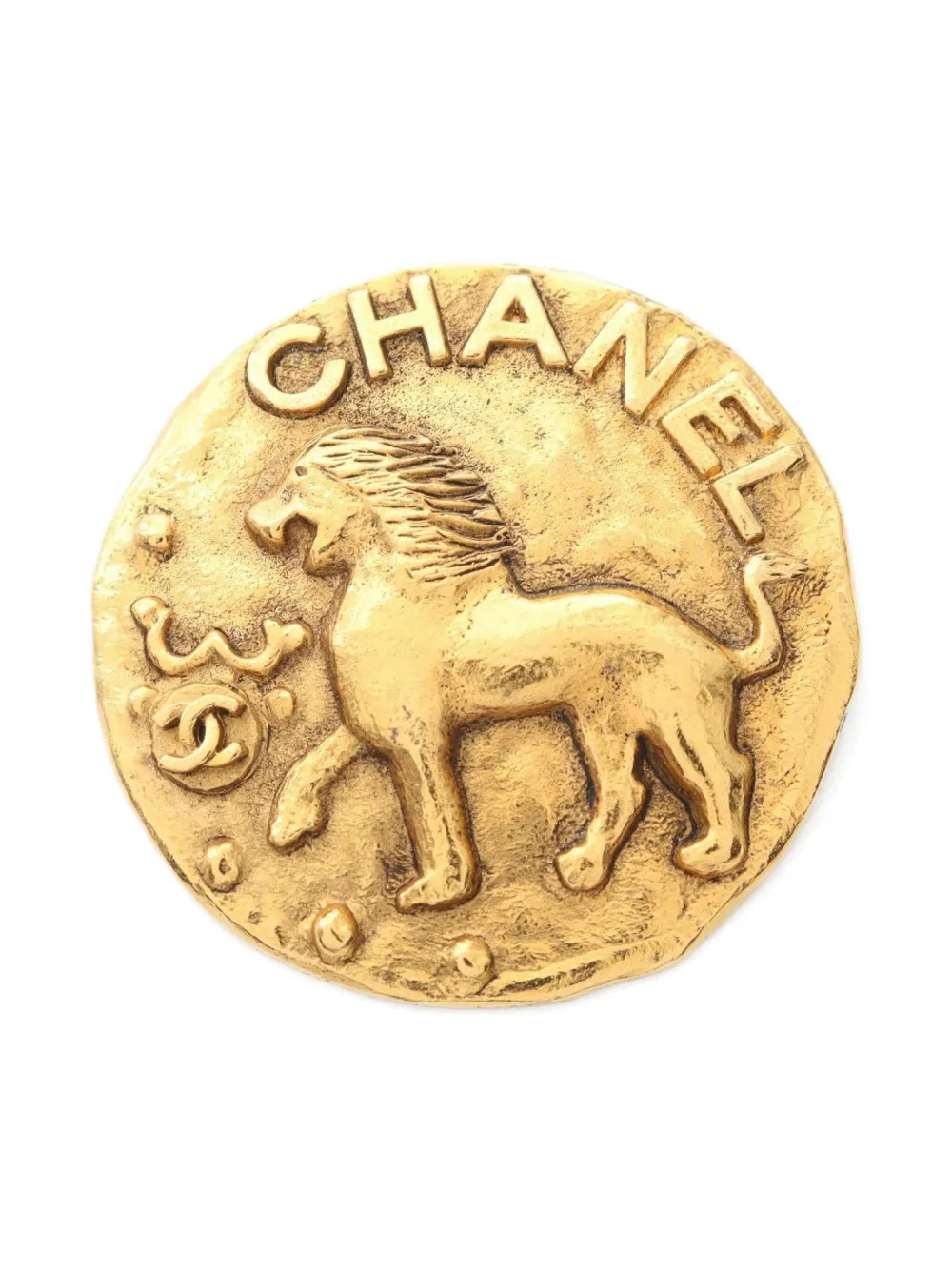 CHANEL Pre-Owned 1986-1988 Coco Mark brooch - Gold | Farfetch Global