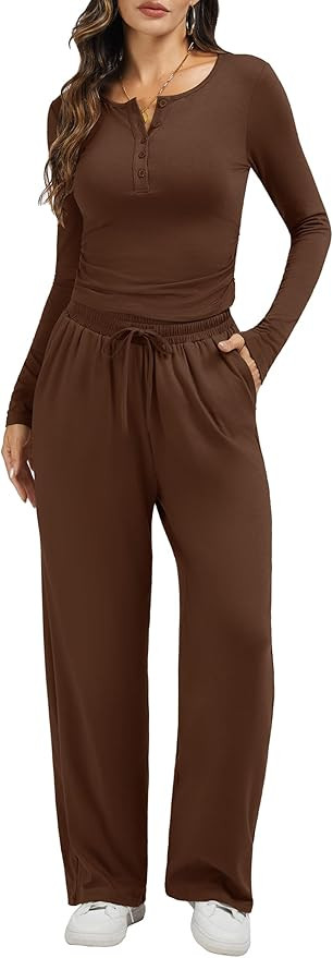 Gracyoga 2 Piece Sets for Women Matching Set 2025 Fall Sweatsuits Long Sleeve Crop Tops Travel Ai... | Amazon (US)