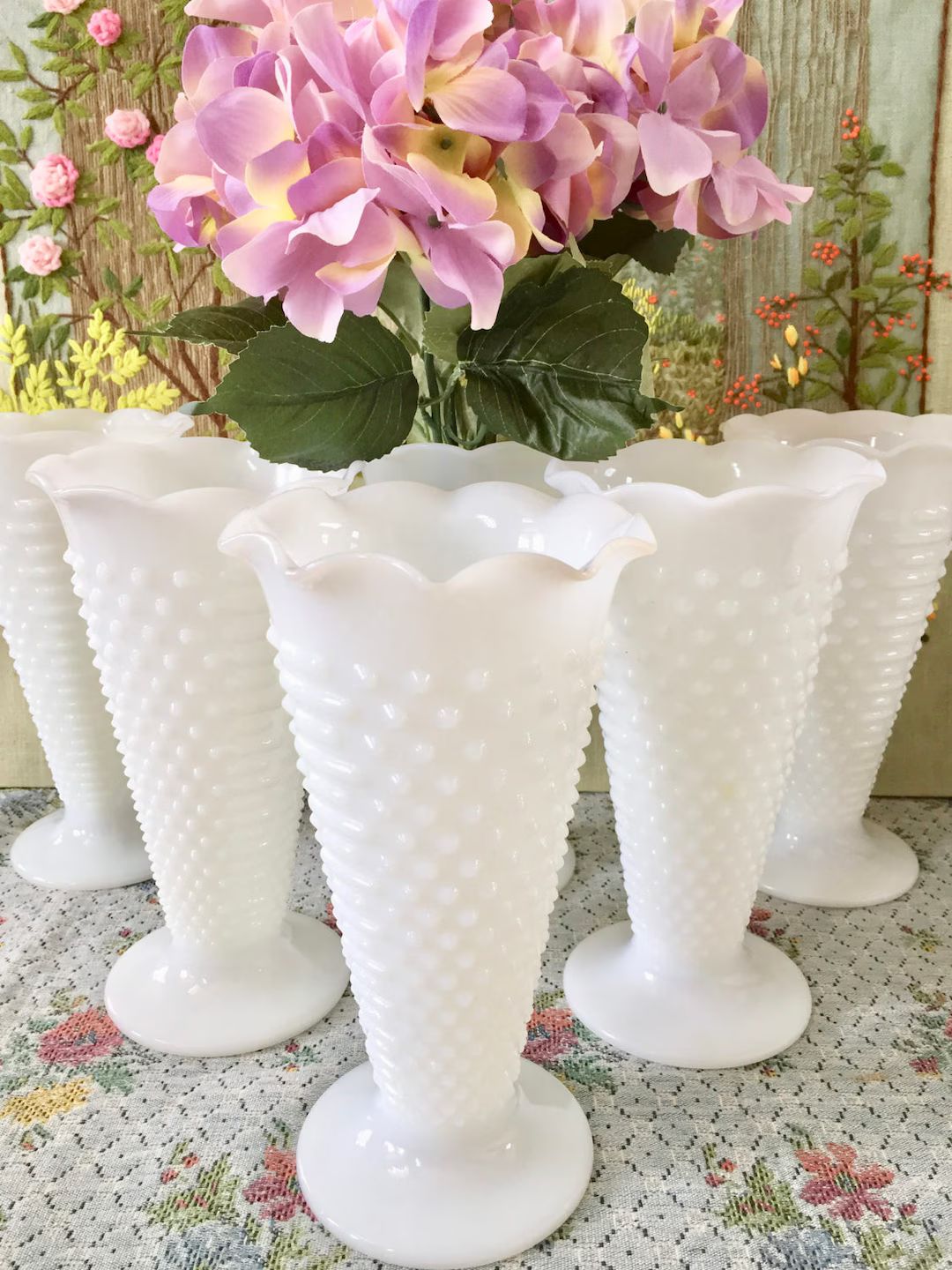 Hobnail Milk Glass Vase for Flowers Vases for Wedding Centerpiece Vase Decor Vases Hobnail Vase W... | Etsy (US)