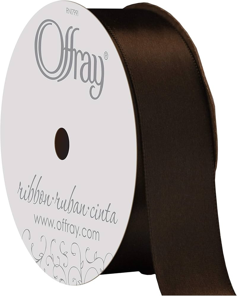 Berwick Offray 306024 7/8" Wide Single Face Satin Ribbon, Brown, 6 Yds | Amazon (US)